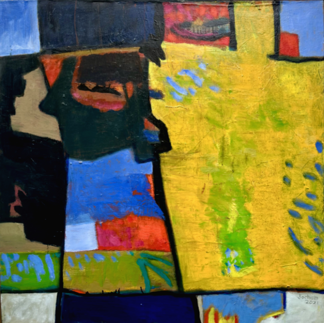 Dunkle Figur vor großem Gelb - Öl auf Leinwand 100 x 190 cm - € 700,-