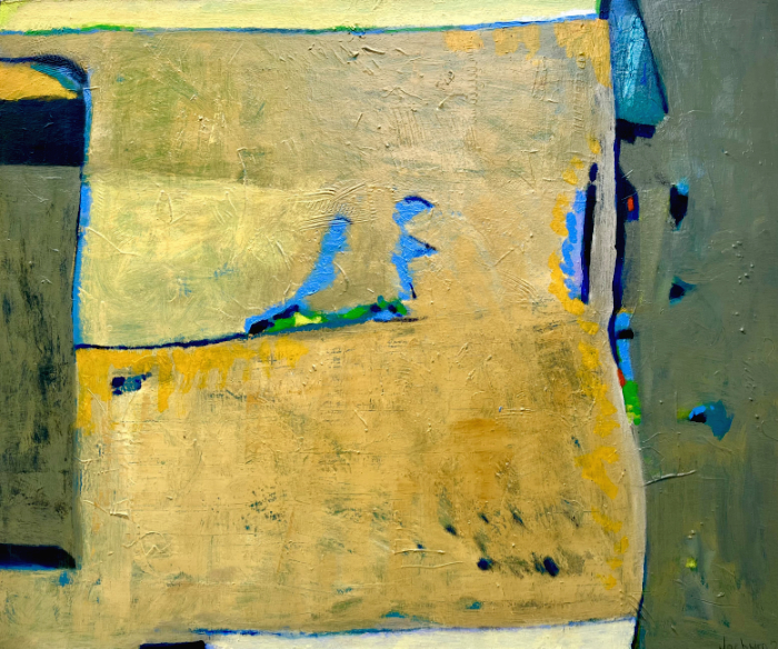 Landschaft, ocker, grau - Öl auf Leinwand - 120 x 100 - € 800,-