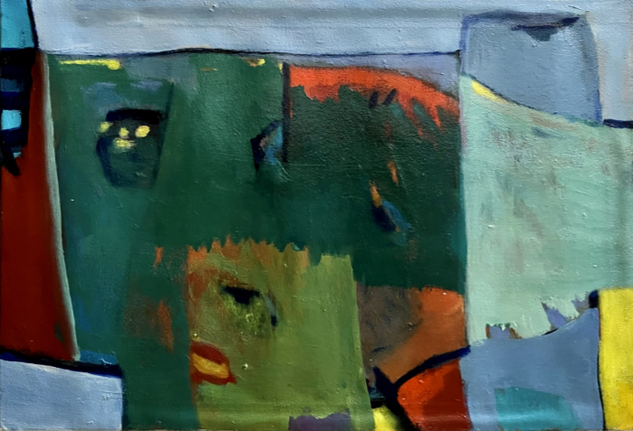 Grüner Kopf vor den Bergen - Öl auf Leinwand - 60 x 80 cm - € 500,-