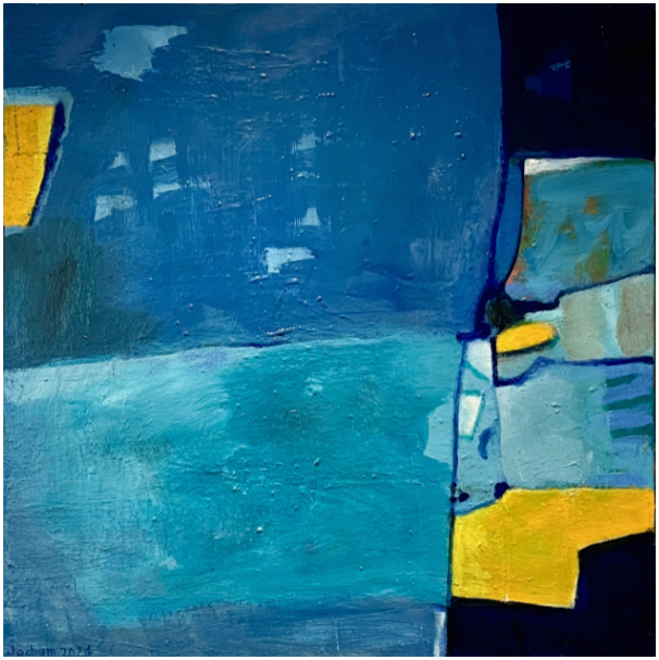 Maschinenmensch, aufs Meer blickend - Öl auf Leinwand - 80 x 80 cm - € 500,-