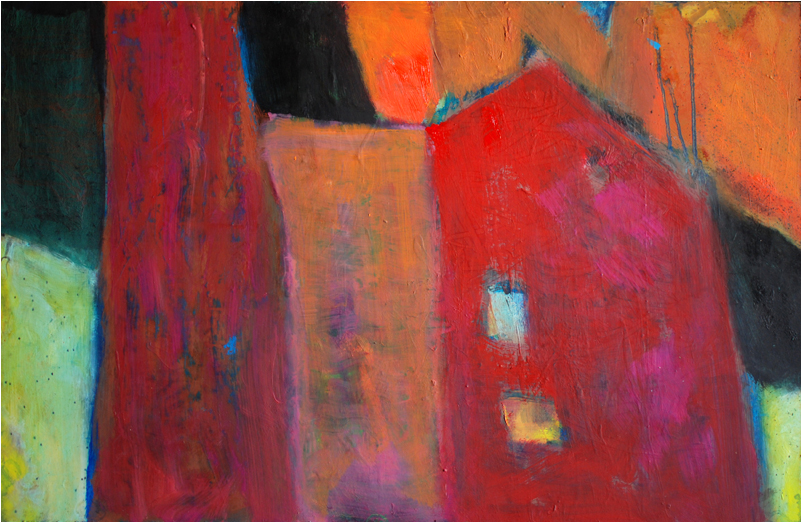 Das rote Haus  - Öl auf Hartfaser - 48 x 74 cm - unverkäuflich