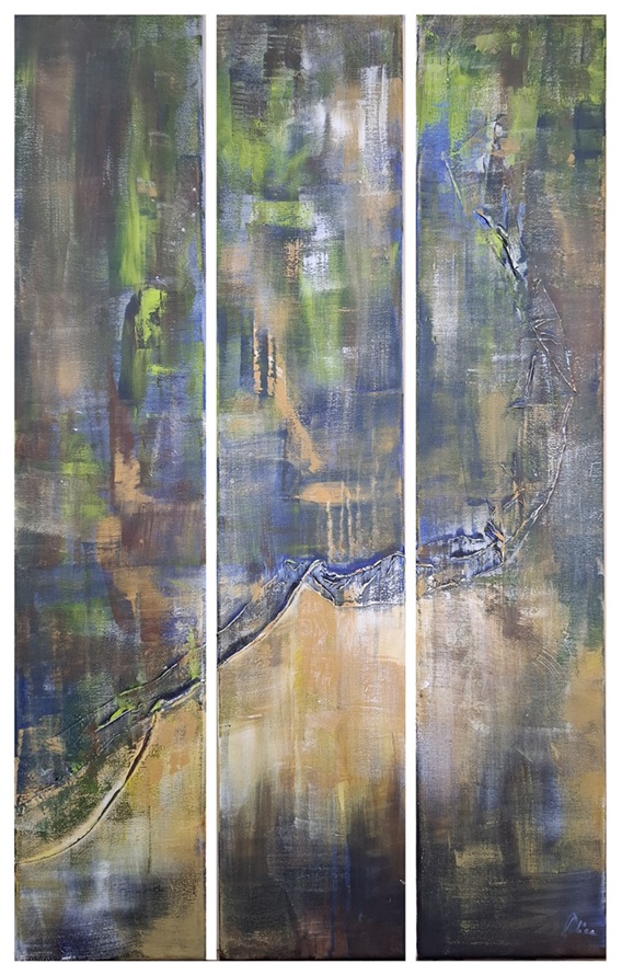 © Alice Schütte | Titel „Indian Summer“ | 3x Größe 20x100 cm | Mischtechnik/Acryl/Leinwand | Nr. 20-10330