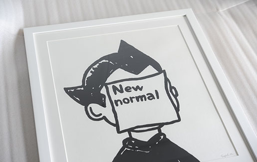 ニシクボサユリのシルクスクリーン作品【New Normal】を額装しました。