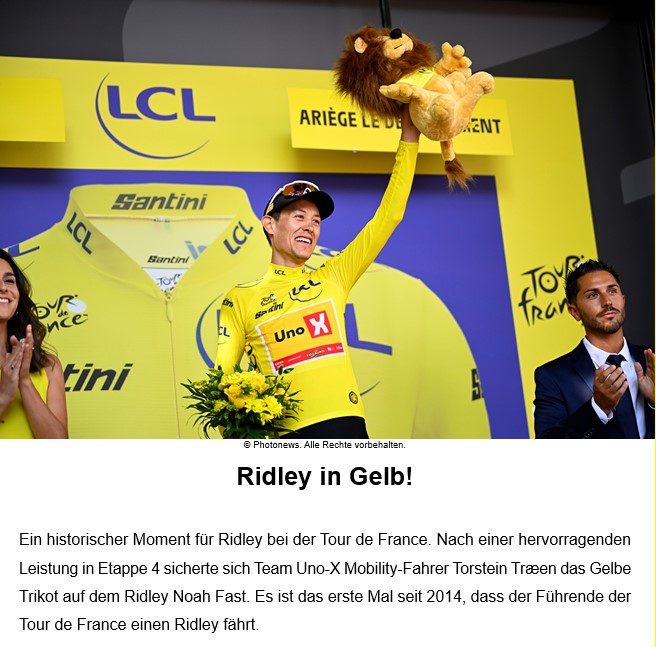 Tour de France - RIDLEY in Gelb