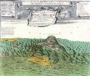 １８世紀中ごろのブロッケン山。空を飛んでいる魔女の姿が見えます。