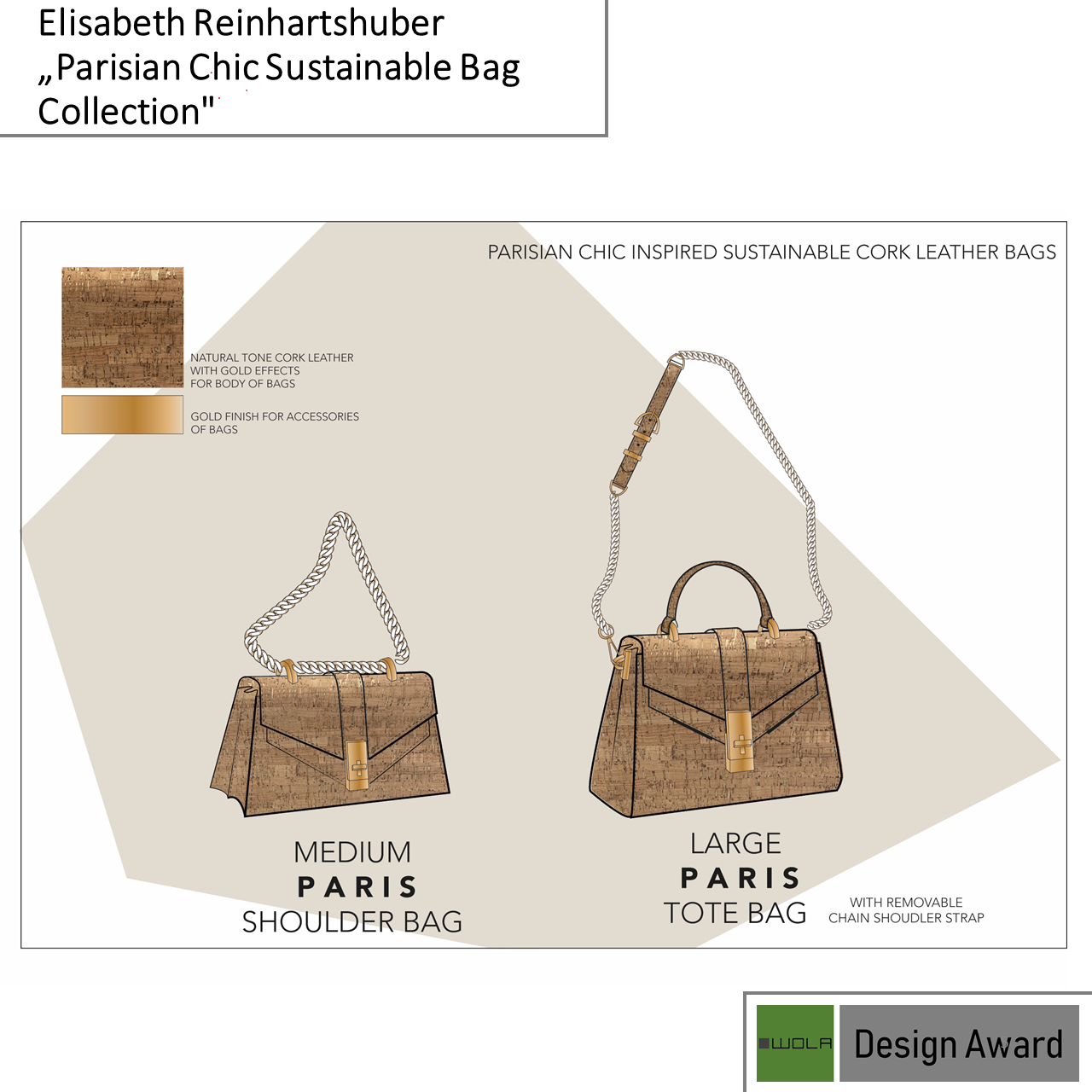 WOLA DesignAward 2022 ELISABETH REINHARTSHUBER „Parisian Chic Sustainable Bag Collection 3