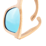 Bambus Sonnenbrille mit blauen Linsen