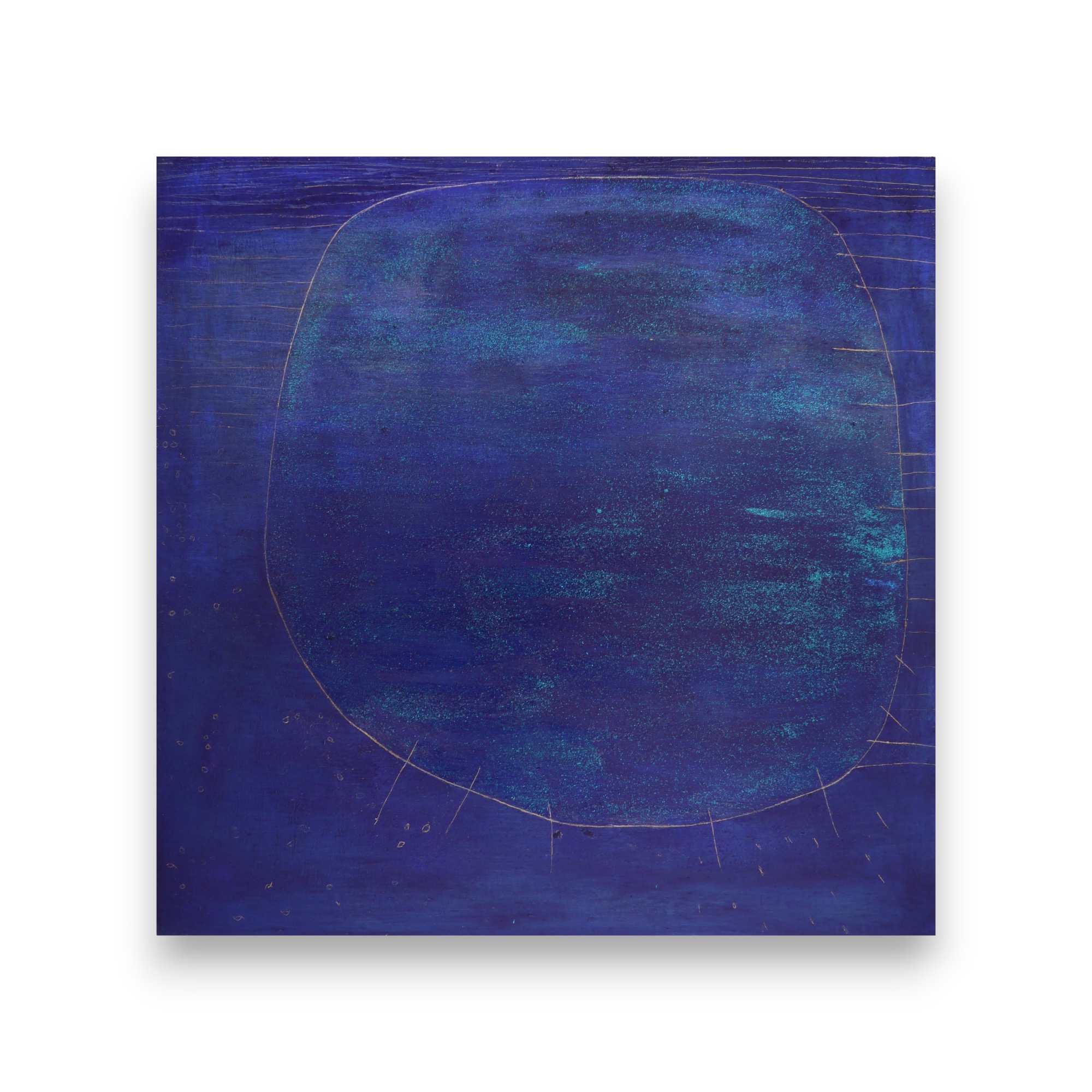 The B.H.T.  - Blu Planet, 2012, acrylic, marble, resin, gold on canvas, 90 x 80 cm