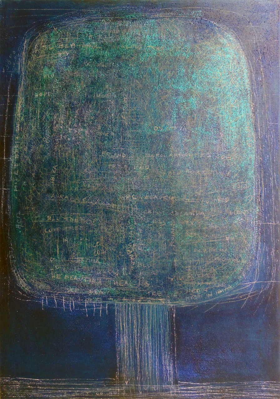 The Beautiful Healing Tree - Blu IV, 2012, mixed media on canvas, 116 x 81 cm