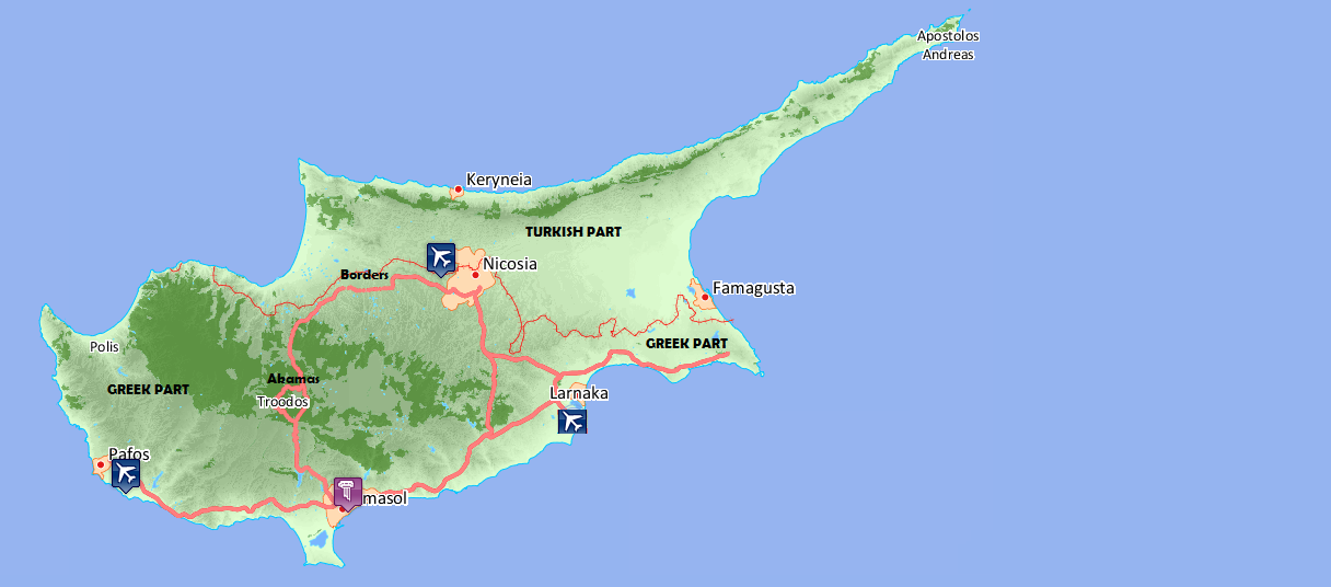 Cyprus Map- Airports