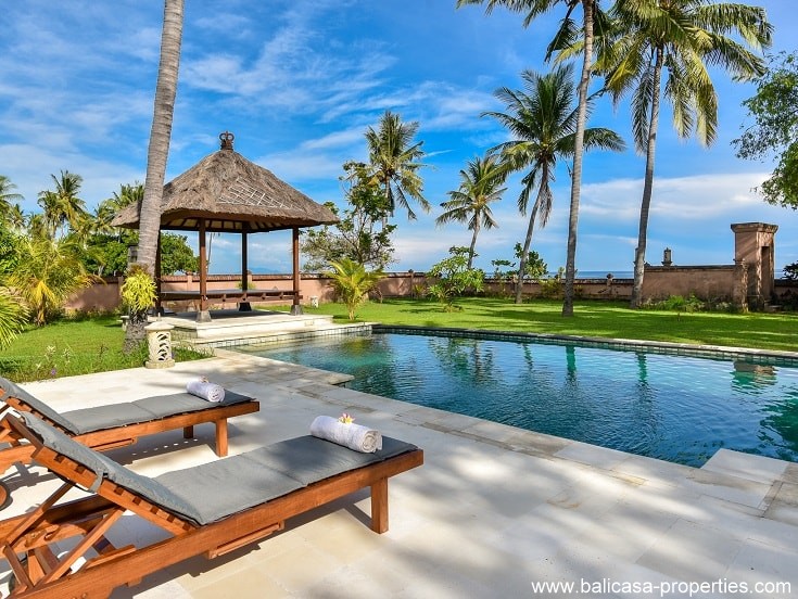 Tropical beachfront villa for sale in Brongbong North Bali