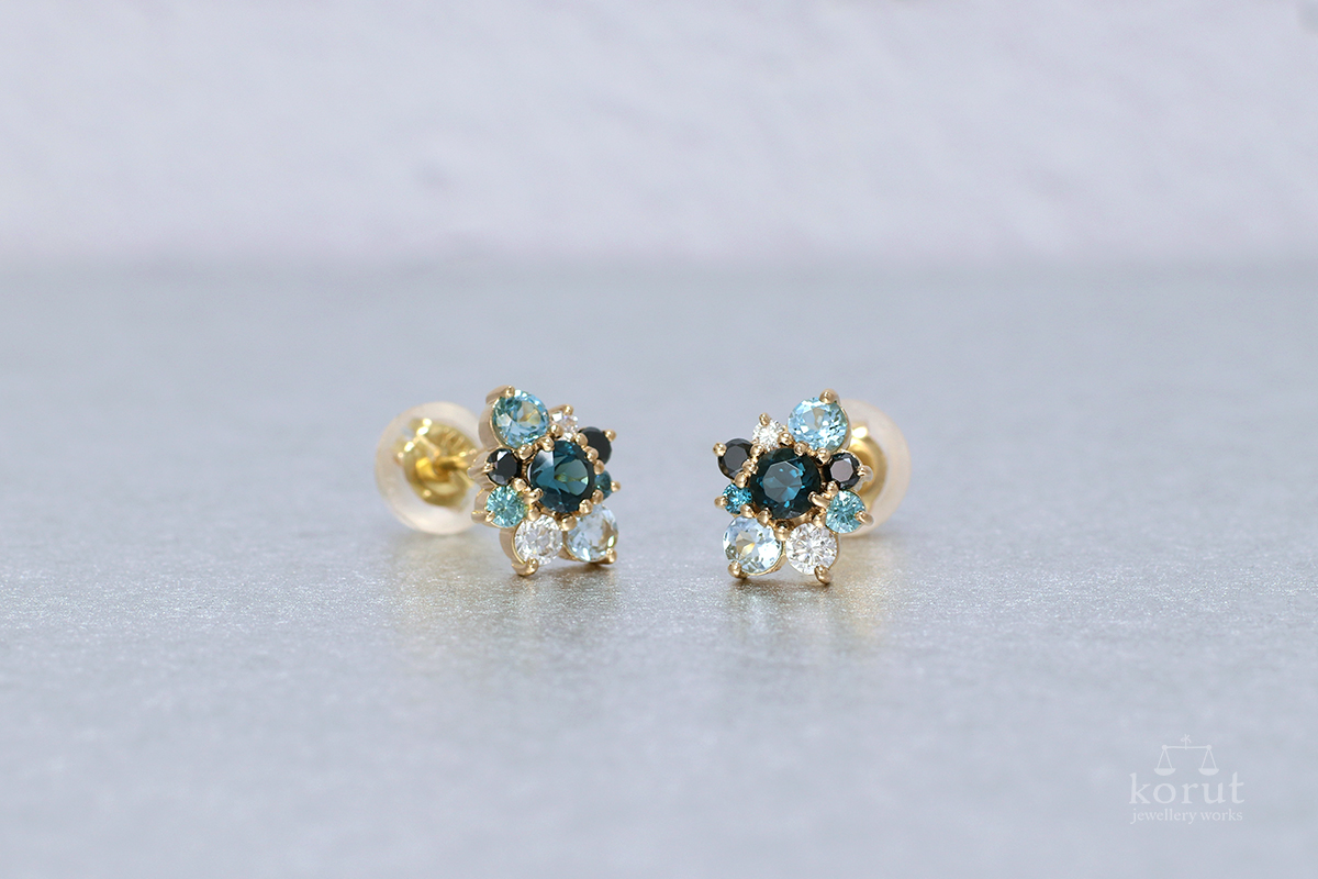 トパーズ・ダイヤ・アクアマリンのピアス