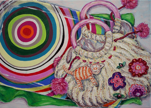 Handtasche mit Miezi _ Öl auf Leinwand | 50x70cm, 2006