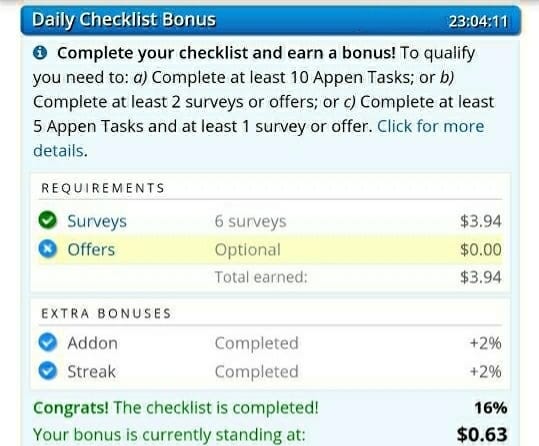 ySense  Daily Check List