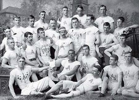 The Amherst track team in 1890, with Jackson in the front row, second from left. Copied from "A Slice Of History" Evan J AlbrightAmherst Magazine 2007. Click link below to read article.