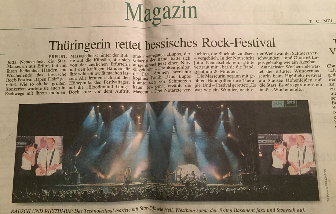 Thüringerin Jutta Rudolph rettet hessisches Rock Festival (Zeitungsausschnitt)