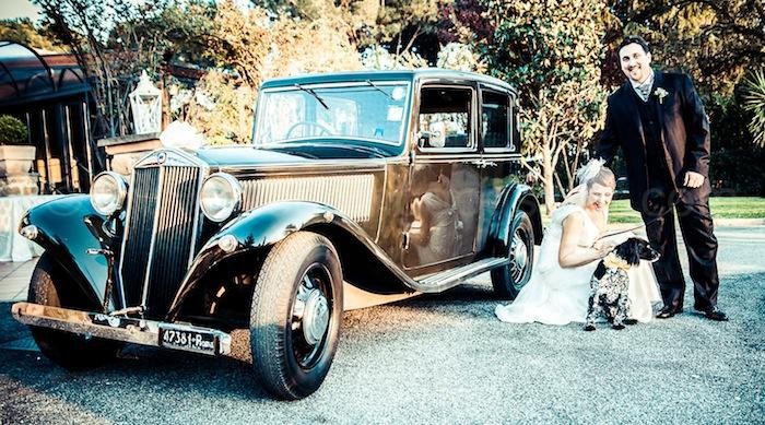 Sposi anni 30 con il cane wedding dog sitter roma tenuta sant' eusebio