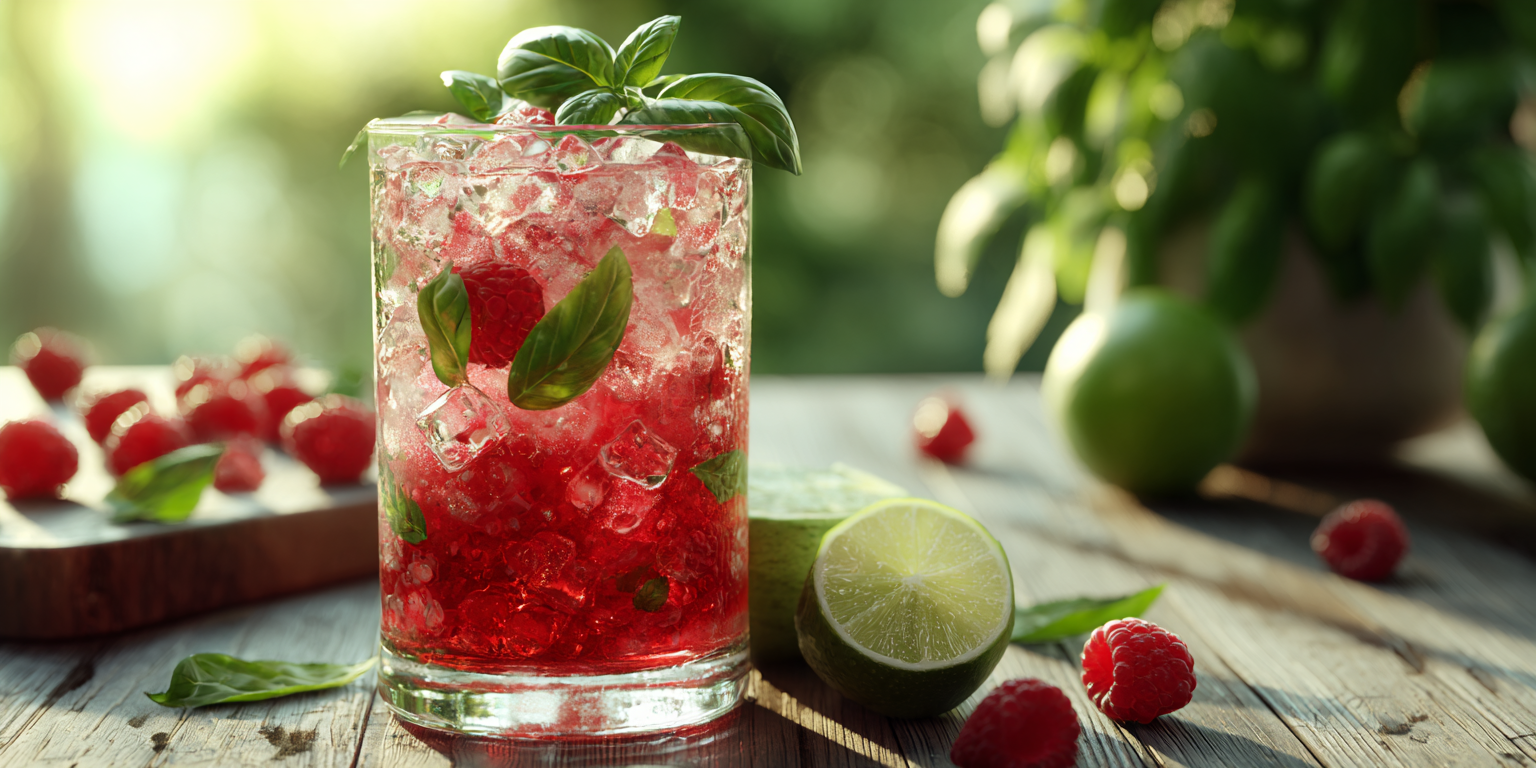 Erfrischung pur – Sommerdrink mit Himbeere & Basilikum