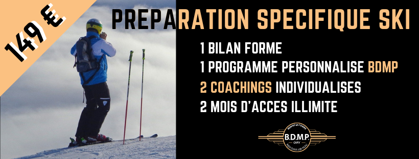 Préparation physique spécifique ski avec accompagnement Coaching, Bilan forme et accès illimité au Studio BDMP Oiry