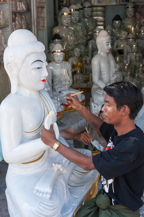 Birmanie - Mandalay - Artisanat du marbre