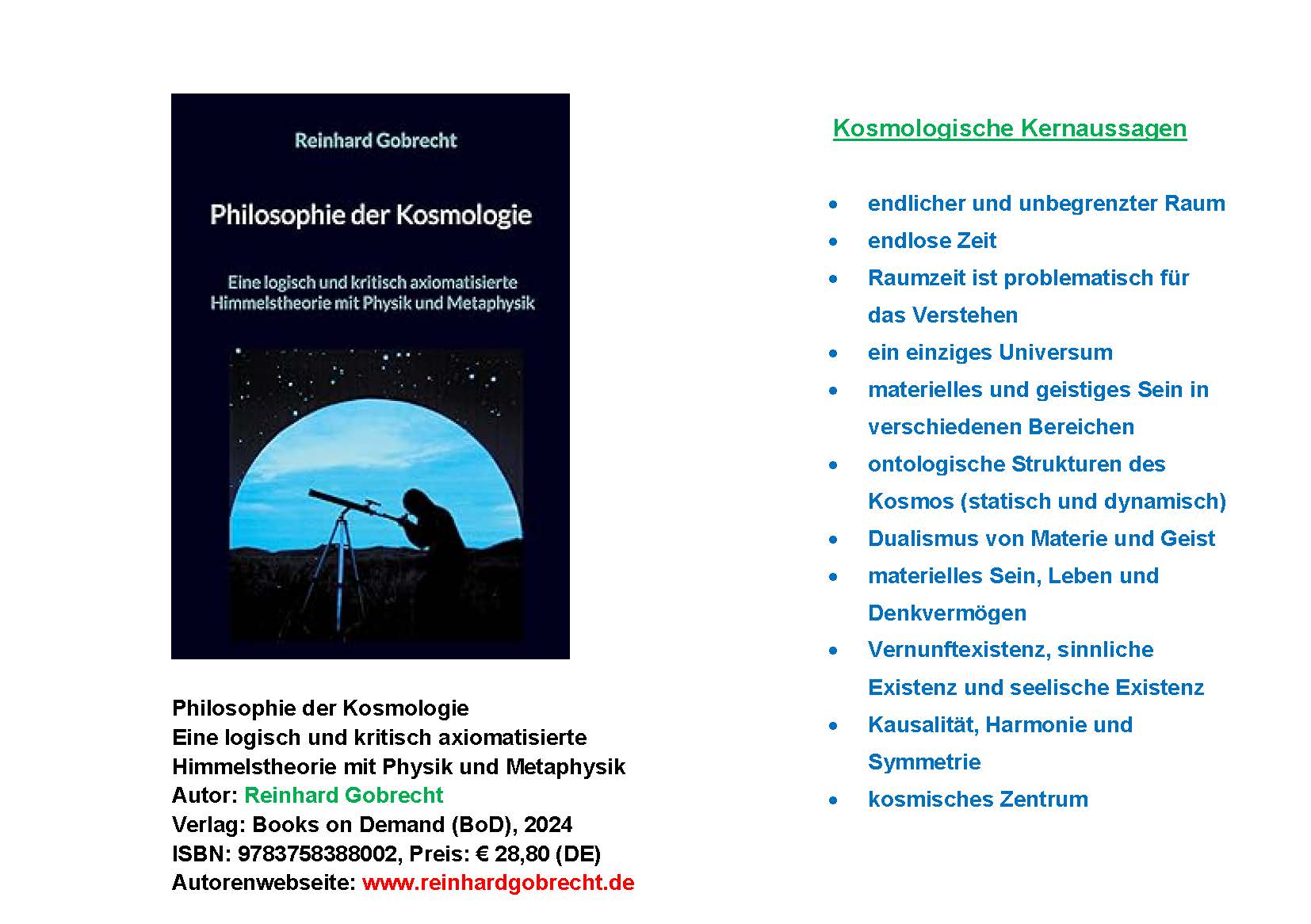 Philosophie der Kosmologie Reinhard Gobrecht
