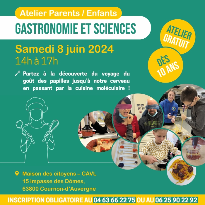 Atelier "Gastronomie et Sciences, le voyage des saveurs" à Cournon d'Auvergne