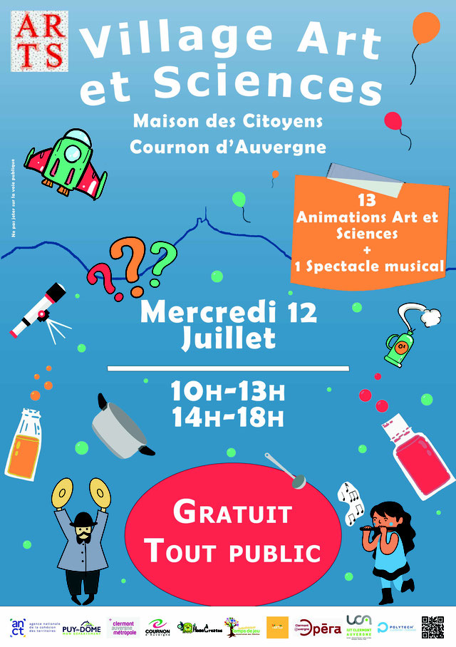 Village Art et Sciences, à la Maison des Citoyens à Cournon d'Auvergne le mercredi 12 juillet 2023, de 10h à 18h