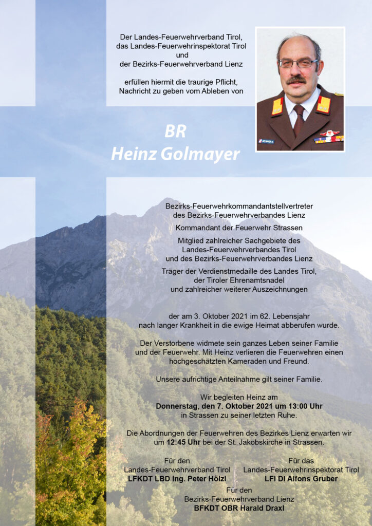 Ableben BFK STV. Heinz Golmayer