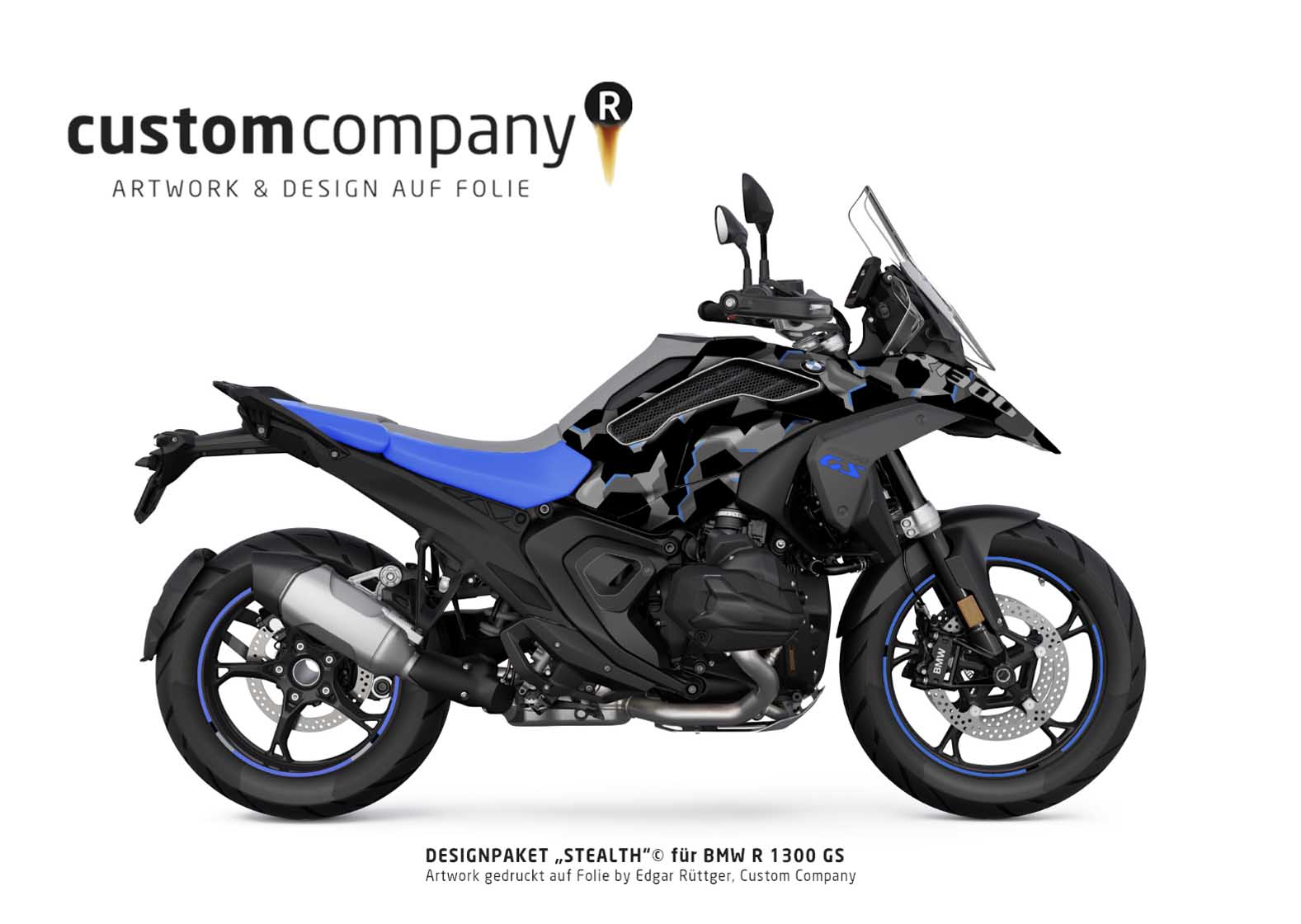 BMW R1300GS Design STEALTH auf Folie by Custom Company inkl. Folierung