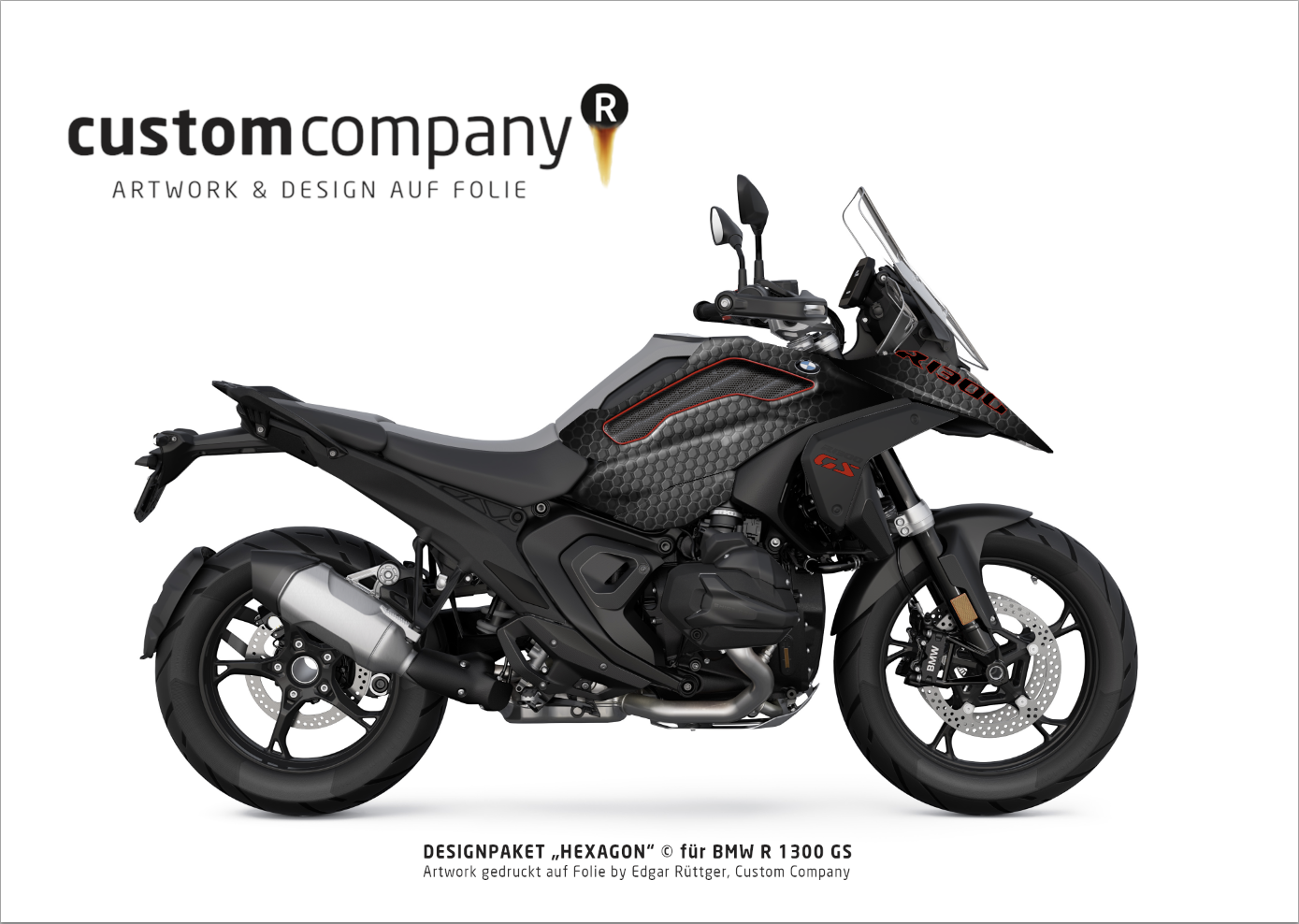 BMW R1300GS Design HEXAGON TB auf Folie by Custom Company inkl. Folierung