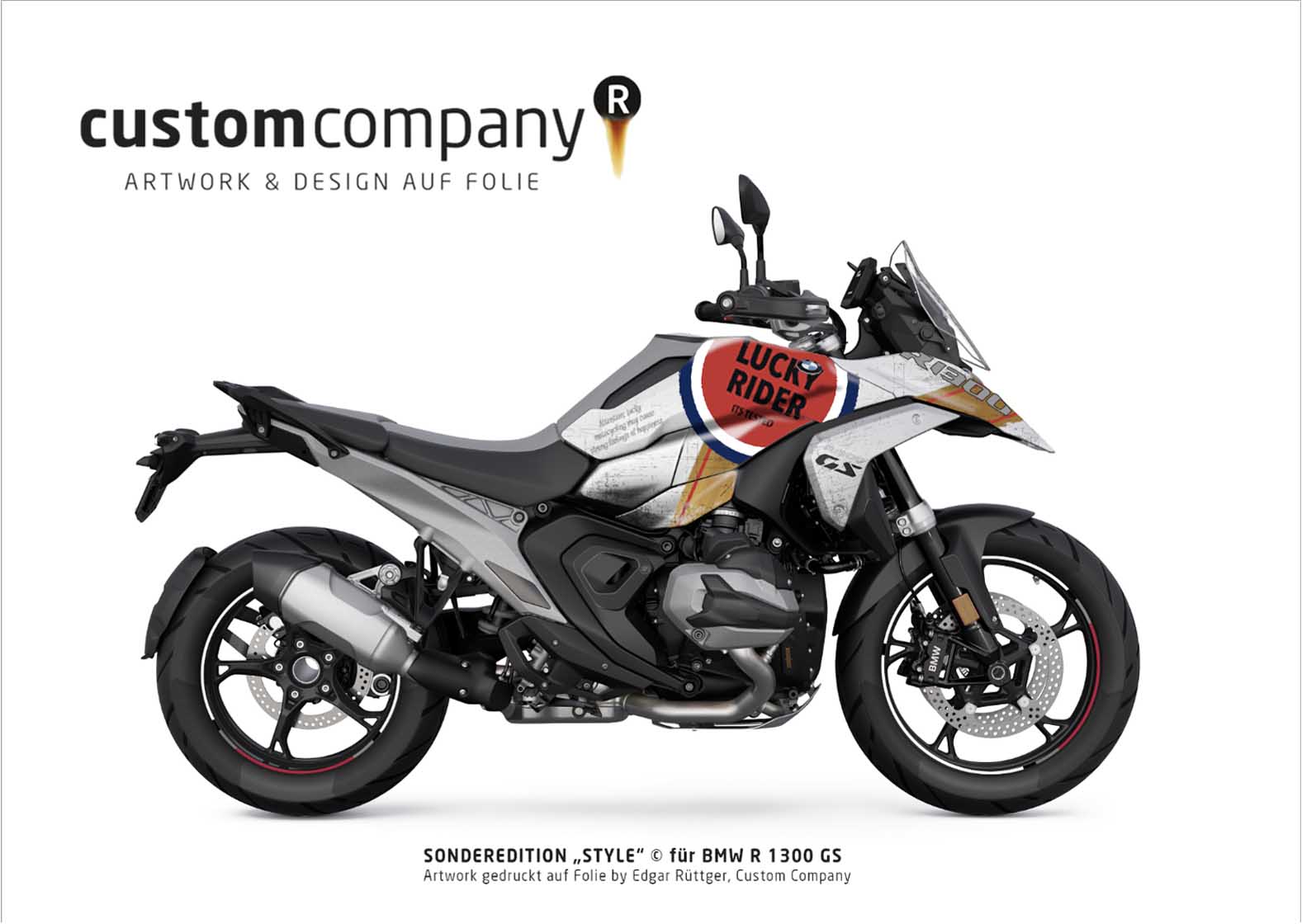 BMW R1300GS Design LUCKY RIDER auf Folie by Custom Company inkl. Folierung