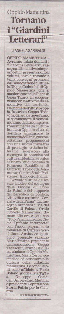Il Quotidiano della Calabria del 19 agosto 2013