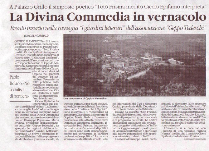 Il Quotidiano della Calabria del 25 agosto 2013