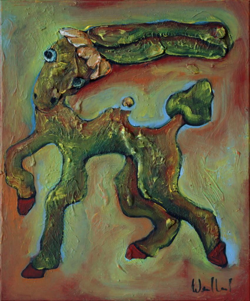 Fabeltier · 2012, Acryl, Öl auf Pappe, 20 x 16 cm