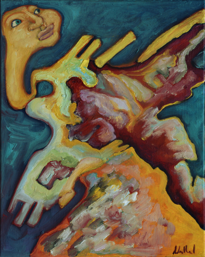 Farbflügler · 2013, Acryl, Öl auf Pappe, 25 x 20cm