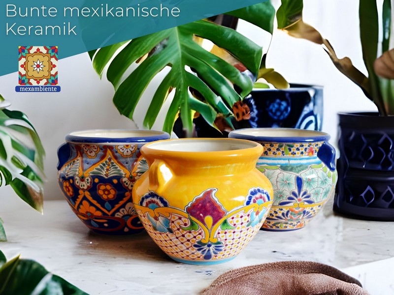 Bunte Blumentöpfe aus Mexiko