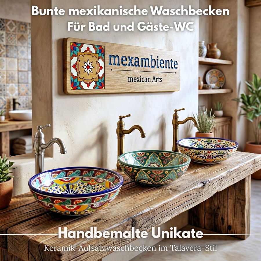 Mexikanische Waschbecken von Mexambiente - Talavera Kollektion