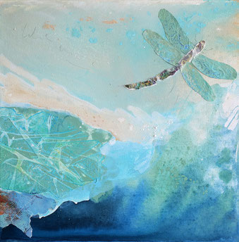 Agua y aire, 40 x 40 cm, 2021, Mischtechnik - Caroline Baum