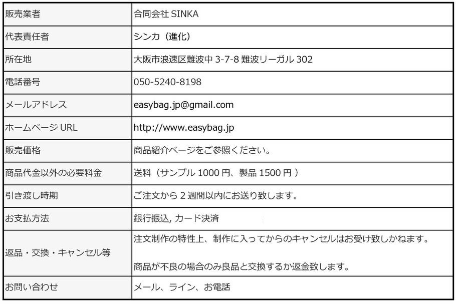 特定商取引法に基づく表記 - 巾着やトートバック、10枚から注文制作 特定商取引法に基づく表記 - 巾着やトートバック、10枚から注文制作