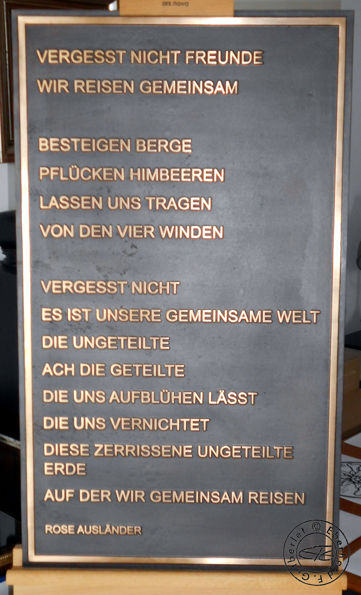 Rose Ausländer-Tafel, Bronzeguss, Höhe 750 mm x Breite 430 mm, 2025