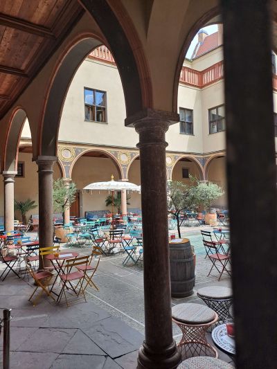  der Damenhof in Augsburg, versteckt sich in den Fuggerhäusern