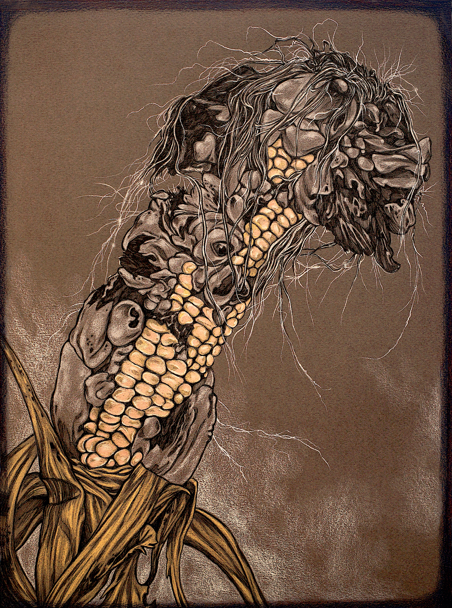 Spora - Tusche und Pastell auf Papier, 30 x 40 cm, 2020