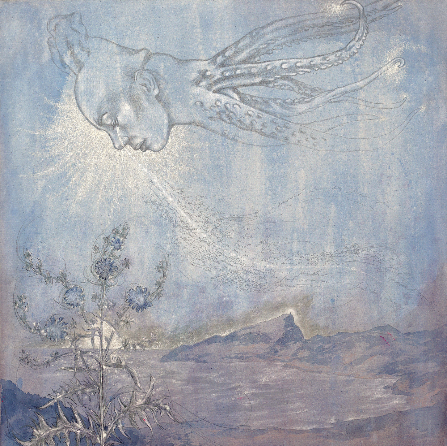 Centaurea - Mischtechnik auf Leinwand, 100 x 100 cm, 2019