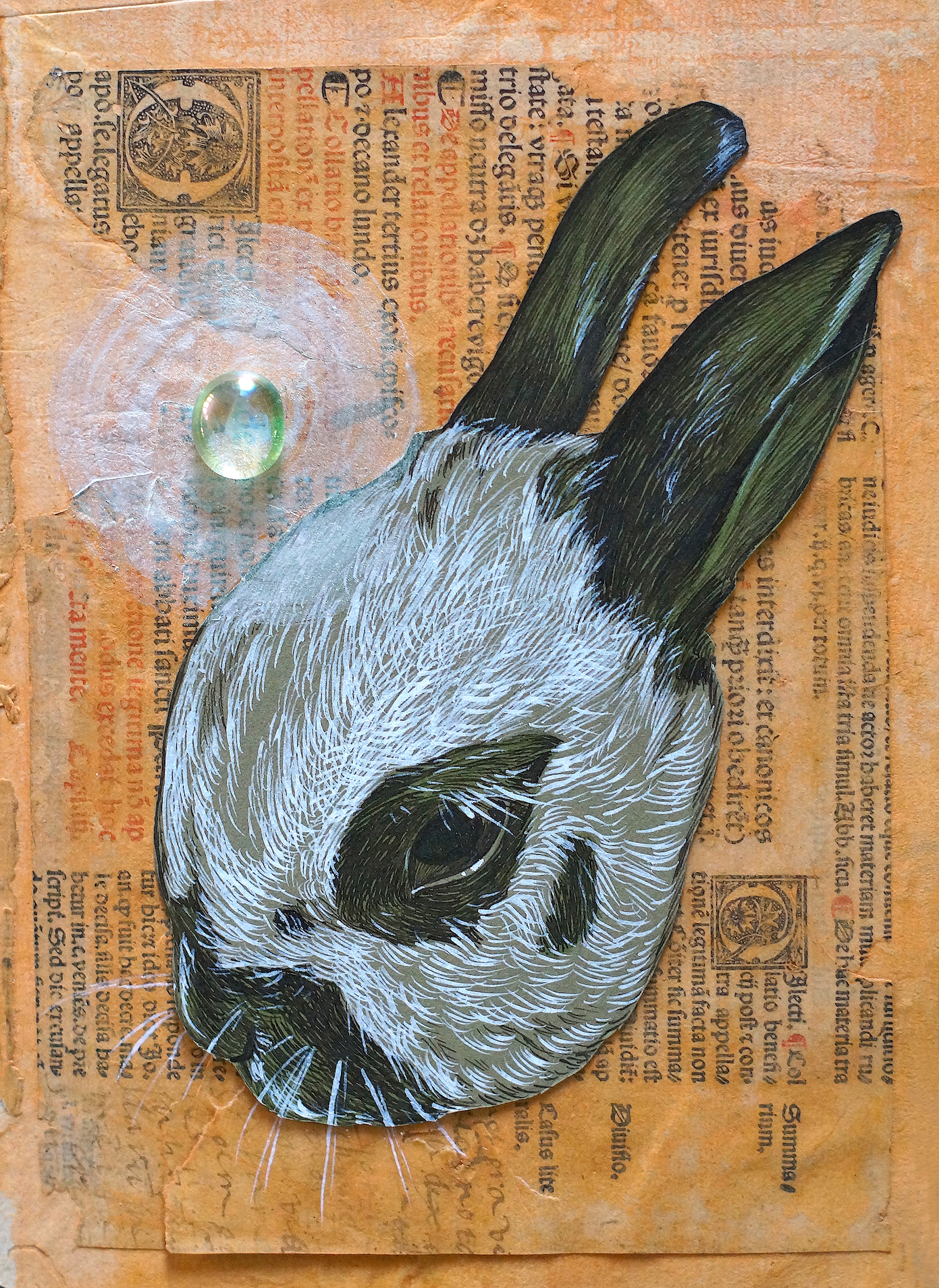 Pi - Tusche und Glas auf Papier, 17 x 22 cm, 2024