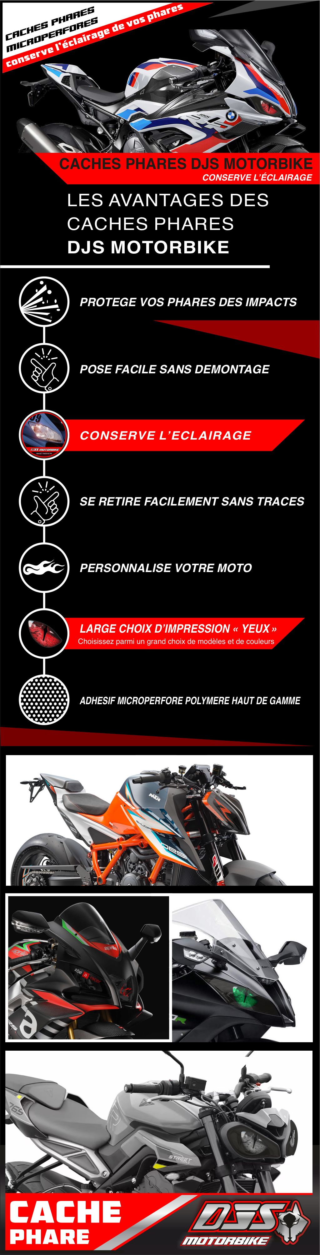 Caches phares moto microperforés BMW  – protection optique qui conserve la luminosité