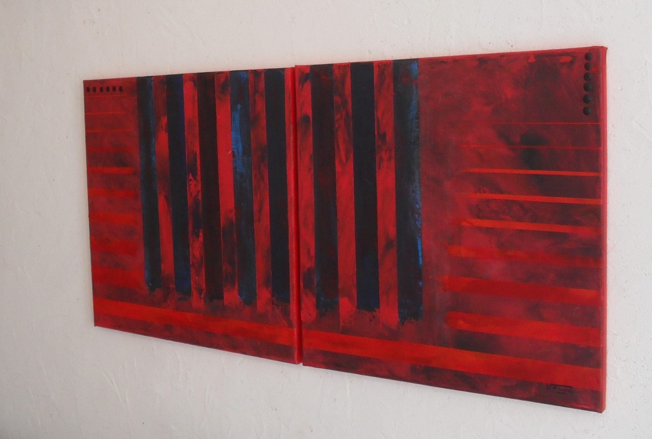 enfermement, vue côté2. tableau. abstrait. abstraction