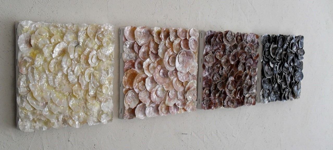 nacre.barre, vue côté2 - tableau coquillage
