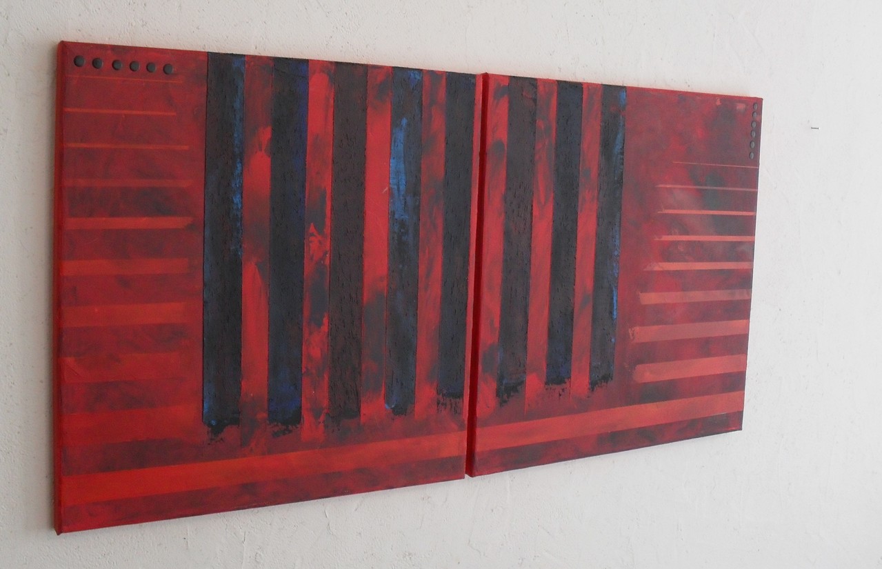enfermement, vue côté1. tableau. abstrait. abstraction