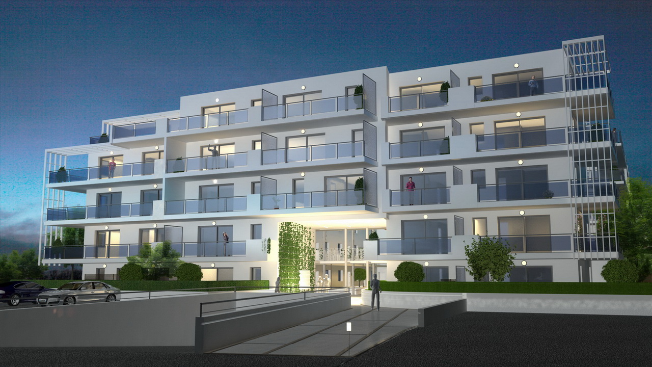 Bâtiment A vu depuis le Sud de nuit