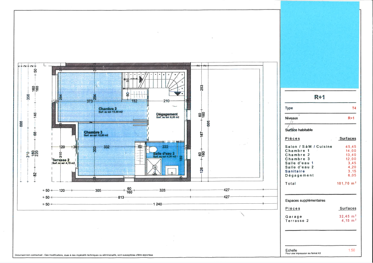 Plan d'étage d'une maison neuve à Royan